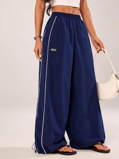 SHEIN PETITE Women's Colorblock Casual Versatile Everyday Long Pants