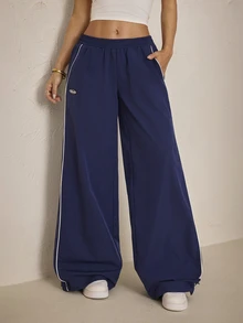 SHEIN PETITE Women's Colorblock Casual Versatile Everyday Long Pants - Navy Blue - View 4