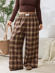 Solflare Plus Size Women's Plaid Casual Versatile Everyday Travel Long Pants - Multicolor - View 4