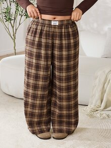 Solflare Plus Size Women's Plaid Casual Versatile Everyday Travel Long Pants - Multicolor - View 3