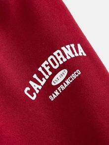 SHEIN Tween Girl Tween Girl Autumn/Winter Red Casual Cinched Waist Sweatshirt & Sweatpants Set, Suitable For Christmas And Back To School Season,Pull - Red - View 5