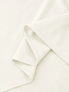 SHEIN LUNE 大尺碼女款優雅休閒對比領白色刺繡襯衫 秋季早午餐生日優雅女式襯衫 - 杏色 - 查看 4