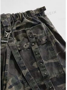 ROMWE Grunge Punk Punk Street Style Plus Size Women's Cargo Pants Camouflage Print Multi-Pocket Loose Wide Leg Denim Jeans Streetwear Pants - Multicolor - View 4