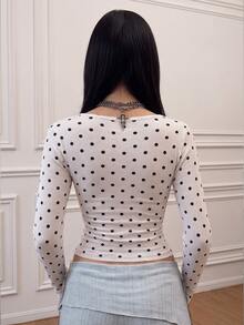 CHAOSSORY CHAOSSORY Patchwork 2 In 1 V-Neck Long Sleeve Women's Top - Multicolor - View 2