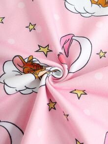 TOM & JERRY X SHEIN Baby Girl Cartoon Print Casual Daily Home Sleep Dress - Pink - View 7