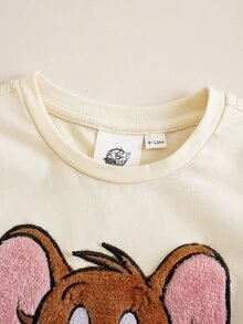 TOM & JERRY X SHEIN 女婴卡通刺绣短袖T恤套装 - 彩色 - 查看 5