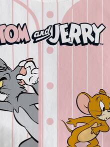 TOM & JERRY X SHEIN Young Girl Summer Casual Colorblock Striped Cartoon Print T-Shirt - White - View 5