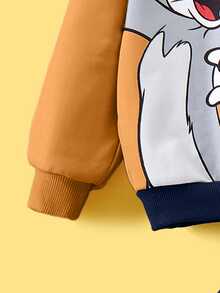 TOM & JERRY X SHEIN Young Boy 2pcs Cartoon Cat & Mouse Print Splice Color Sweatshirt And Pants Set - Multicolor - View 5