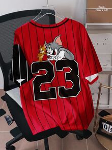 TOM & JERRY X SHEIN Men's Cartoon Print Loose Casual Short Sleeve T-Shirt - White - View 3