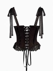 Nuvra Women's Lace Ruffle Hem Fashion Sexy Camisole - Brown - View 8
