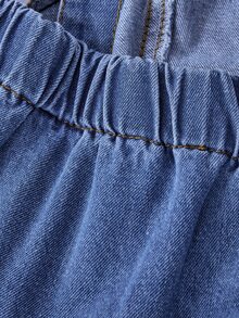 Sweetra Women's Casual Button Loose Denim Overalls,Fall/Winter,New Year Look Everyday Travel - Blue - View 4