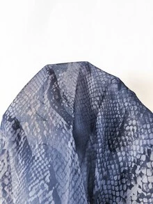 Ceyna Plus Size Lightweight Fabric Snake Print Long Sleeve Shirt Going Out Night Summer Sexy Elegant - Navy Blue - View 4
