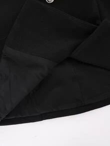 INAWLY New Autumn/Winter Women's Black Waist Belt Loose Casual Jacket - Black - View 6