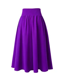 Rometta Plus Size Women's Casual Elegant Solid Color Long Skirt, Versatile For Daily Work Party Office Fall Purple - Purple - View 2