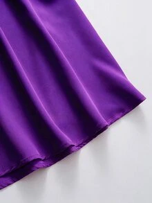 Rometta Plus Size Women's Casual Elegant Solid Color Long Skirt, Versatile For Daily Work Party Office Fall Purple - Purple - View 6