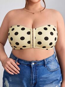 SHEIN CURVE+ Plus Size Women's Polka Dot Casual Everyday Strapless Bra - Multicolor - View 3