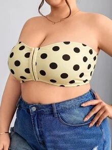 SHEIN CURVE+ Plus Size Women's Polka Dot Casual Everyday Strapless Bra - Multicolor - View 5