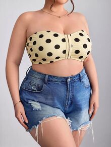 SHEIN CURVE+ Plus Size Women's Polka Dot Casual Everyday Strapless Bra - Multicolor - View 4