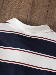 SHEIN Mirajuku 男童對比領長袖 Polo 衫，簡約時尚秋季款 - 彩色 - 查看 5
