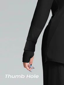 Innovista Innovista 女款長袖寬鬆 UPF 40+ 運動兩件套，休閒，秋季，冬季，健身房，運動，瑜伽，健身，端莊 - 黑色 - 查看 7