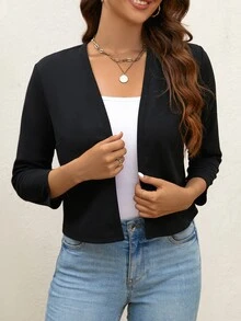 Easowa Women's Black Short Work Jacket, Spring Autumn Winter Clothes For Women - Black - View 8