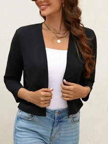 Easowa Women's Black Short Work Jacket, Spring Autumn Winter Clothes For Women - Black - View 9