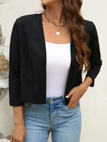 Easowa Women's Black Short Work Jacket, Spring Autumn Winter Clothes For Women - Black - View 7