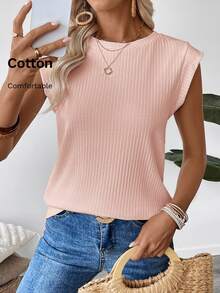Easowa Women's Solid Color Casual Versatile Everyday Travel T-Shirt Everyday Dusty Pink Summer Travel - Pink - View 2