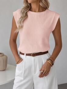 Easowa Women's Solid Color Casual Versatile Everyday Travel T-Shirt Everyday Dusty Pink Summer Travel - Pink - View 9