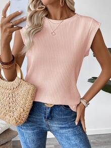 Easowa Women's Solid Color Casual Versatile Everyday Travel T-Shirt Everyday Dusty Pink Summer Travel - Pink - View 5