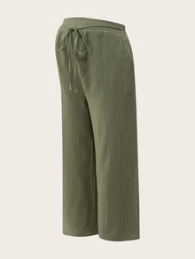 Modmama Maternity Casual Baggy Solid Color Straight Leg Pants Fall Women Photoshoot Black Sage Green White - Multicolor - View 7