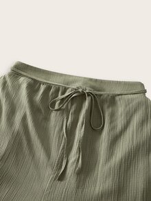 Modmama Maternity Casual Baggy Solid Color Straight Leg Pants Fall Women Photoshoot Black Sage Green White - Multicolor - View 15