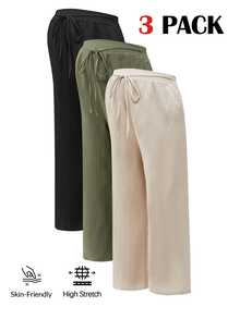 Modmama Maternity Casual Baggy Solid Color Straight Leg Pants Fall Women Photoshoot Black Sage Green White - Multicolor - View 3