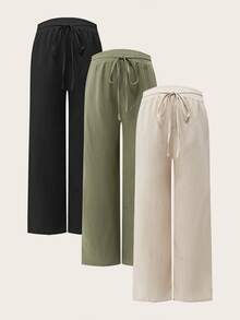 Modmama Maternity Casual Baggy Solid Color Straight Leg Pants Fall Women Photoshoot Black Sage Green White - Multicolor - View 4
