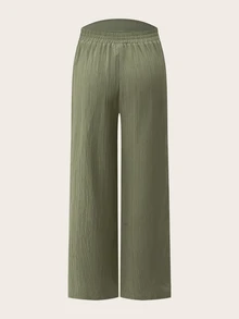 Modmama Maternity Casual Baggy Solid Color Straight Leg Pants Fall Women Photoshoot Black Sage Green White - Multicolor - View 6