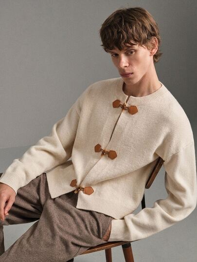Calmiston Cardigan col rond manches longues pour hommes automne/hiver, veste tricotée design vintage à boutons, coupe ajustée devant ouvert