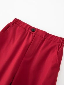 SHEIN Tween Boys 2Pcs Slim Fit Vest Straight Pants Suit Set Early Fall Back To School Wedding Guest Piano Recital Kids Clothing Set - Burgundy - View 6