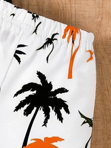 SHEIN Baby Boy 3-Piece Outfit: Sunglasses, Letter Print Tank Top, Palm Tree Print Shorts, Suitable For Summer Outings - Multicolor - View 7