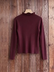 Rusticease Fall Winter 2026warm Women's Rhinestone Decorated Ribbed Long Sleeve T-Shirt Family Wedding Party Homewear Mother Burgundy Matching Elegant Grandma - Burgundy - View 2