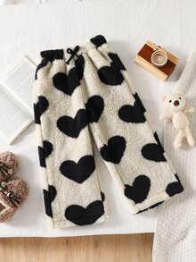SHEIN Elladie kids بناطيل رياضية ثقيلة طفلة صغيرة - لون مشمشي - مشاهدة 5