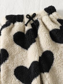 SHEIN Elladie kids بناطيل رياضية ثقيلة طفلة صغيرة - لون مشمشي - مشاهدة 7