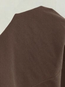 SHEIN EZwear Women's Solid Color Drawstring Elastic Waist Casual Daily Versatile Loose Sweatpants Airport Dark Brown Fall - Brown - View 3