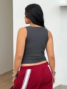 Coolane Women's Plus Size Summer Fall Streetwear Básica Sexy Goth Y2K Vintage Basic Comfy Stretchy Black Wash Tank Tops Brunch Going Out Evening Formal Grey - Grey - View 7
