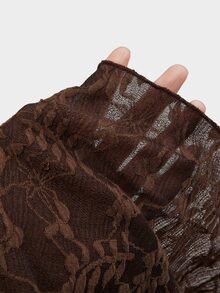 Sweetra Plus Size Women's Pleated Asymmetrical Hem Fashion Lace Skirt Fall - Coffee Brown - View 4