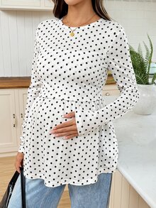 SHEIN 白色孕婦哺乳上衣，休閒 1920 年代復古維多利亞風，日常穿著，秋季正式居家與外出穿搭 - 白色 - 查看 4