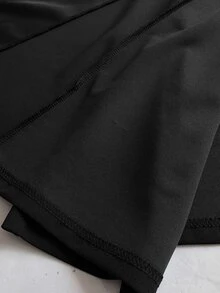 Viva Relle Spring Autumn Winter Satin Patchwork Beaded Rhinestone Shiny Design Lapel Fish Tail Hem Simple Elegant Party Casual Banquet Elegant Exquisite High-End Niche Design New Must-Have Daily Wear Black Plus Size Women Long Blazer - Black - View 9