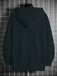 Manfinity Homme Sudadera con capucha de manga larga con cordón y estampado de letras para hombre, otoño - Gris Oscuro - Ver 2