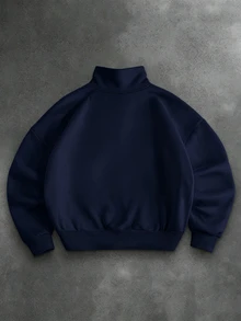 Manfinity Roghcode Men Casual Short Street Wear Zip Up Sweatshirt, Fall, Long Sleeve Top, Valentine's Day, Spring To Summer, Gift For My Boyfriend, Mardi Gras, Vintage, Streetwear, Party, St Patrick's Day, Going Out - Royal Blue - View 5