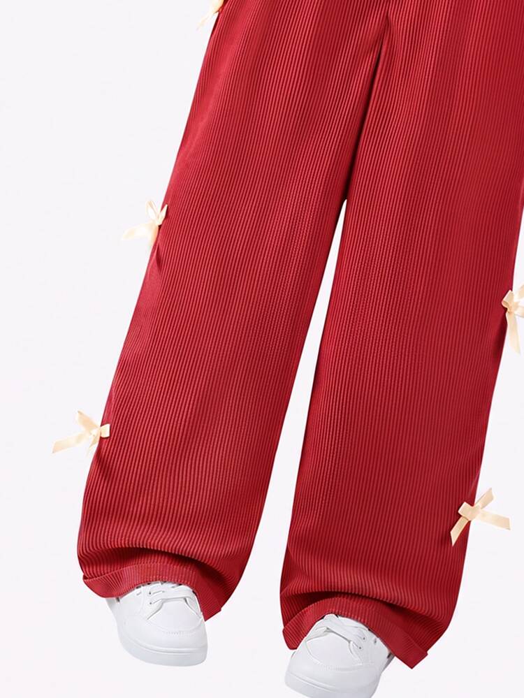 Girls Corduroy Wide Strap Sleeveless Solid Color Pocket Button Long Overall Loose Fit Romper Winter Red - Red - View 6