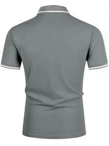 Manfinity Homme Men Contrast Trim Polo Shirt, Formal - Grey - View 3